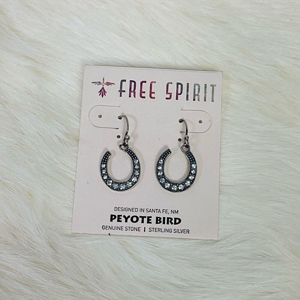 NWT Peyote Bird Free Spirit Sterling Silver Horseshoe Earrings Hook Backing